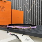 Reversible belt in Hermes Swift and perforated Epsom calfskin