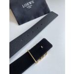 LOEVE stainless steel logo pattern metal buckle with top layer cowhide reversible