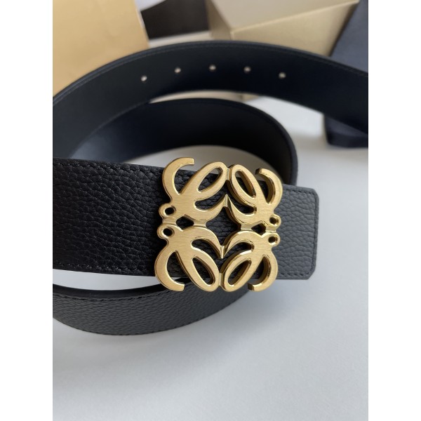 LOEVE stainless steel logo pattern metal buckle with top layer cowhide reversible