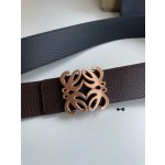 LOEVE stainless steel logo pattern metal buckle with top layer cowhide reversible