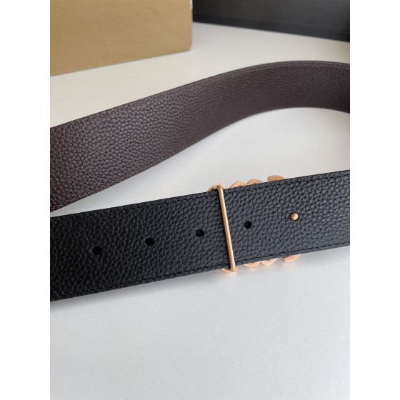 LOEVE stainless steel logo pattern metal buckle with top layer cowhide reversible