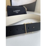 LOEVE stainless steel logo pattern metal buckle with top layer cowhide reversible