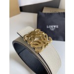 LOEVE stainless steel logo pattern metal buckle with top layer cowhide reversible