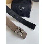 LOEVE stainless steel logo pattern metal buckle with top layer cowhide reversible
