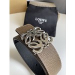 LOEVE stainless steel logo pattern metal buckle with top layer cowhide reversible