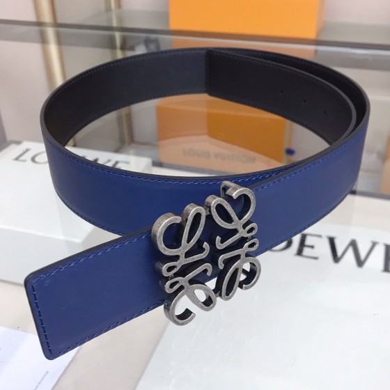 LOEVE stainless steel logo pattern metal buckle with top layer cowhide reversible