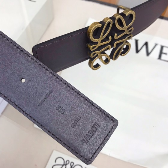 LOEVE stainless steel logo pattern metal buckle with top layer cowhide reversible