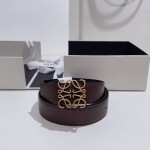 LOEVE stainless steel logo pattern metal buckle with top layer cowhide reversible