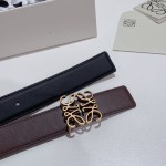 LOEVE stainless steel logo pattern metal buckle with top layer cowhide reversible