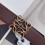 LOEVE stainless steel logo pattern metal buckle with top layer cowhide reversible