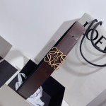 LOEVE stainless steel logo pattern metal buckle with top layer cowhide reversible