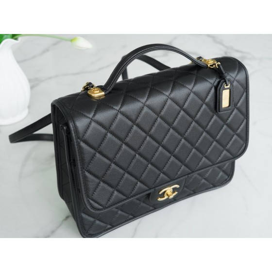 𝗖𝗛𝗔𝗡𝗘𝗟✦ France 🇫🇷 original [HAAS] fine grain calfskin 🐂𝟮𝟮𝟮k Premium Handmade Workshop Caviar Shoulder Bag