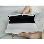 𝗖𝗛𝗔𝗡𝗘𝗟✦✦ Italian lychee grain calfskin 𝟮𝟐𝑲 New chain 𝐰𝐨𝐜 white