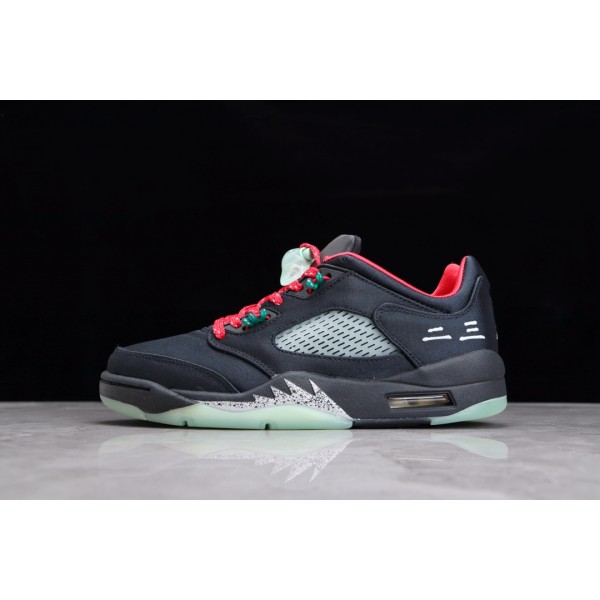 Air Jordan AJ5 Retro Low "CNY" Chinese New Year Black Red Silk Jade Luminous Tear