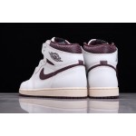 Air Jordan 1 sail white crackle burgundy snake print