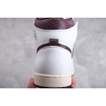 Air Jordan 1 sail white crackle burgundy snake print
