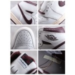 Air Jordan 1 sail white crackle burgundy snake print