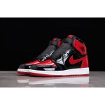 Air Jordan 1 patent leather black and red"