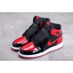 Air Jordan 1 patent leather black and red"