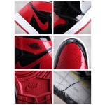 Air Jordan 1 patent leather black and red"