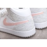 Air Jordan 1 Mid SE "Light Iron Ore" Mid Top Grey and White Pink