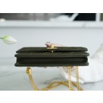 𝗖𝗛𝗔𝗡𝗘𝗟✦ 𝟮𝟐𝑲 Adjustment gold bead clasp Double C 𝗹𝗼𝗴𝗼 embossed small gold column woc adjustable buckle Cuban green