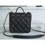 𝗖𝗛𝗔𝗡𝗘𝗟✦ France 🇫🇷 original [HAAS] fine grain calfskin 🐂 𝟮𝟮k Postman Tofu Bag Black Gold