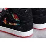 Air Jordan 1 Mid Black Red Embroidered Day of the Dead