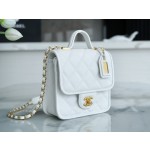 𝗖𝗛𝗔𝗡𝗘𝗟✦ France 🇫🇷 Original [HAAS] Fine Grain Calfskin 🐂𝟮𝟮𝟮k Messenger Tofu Bag White 🤍