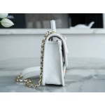 𝗖𝗛𝗔𝗡𝗘𝗟✦ France 🇫🇷 Original [HAAS] Fine Grain Calfskin 🐂𝟮𝟮𝟮k Messenger Tofu Bag White 🤍