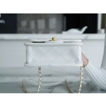 𝗖𝗛𝗔𝗡𝗘𝗟✦ France 🇫🇷 Original [HAAS] Fine Grain Calfskin 🐂𝟮𝟮𝟮k Messenger Tofu Bag White 🤍