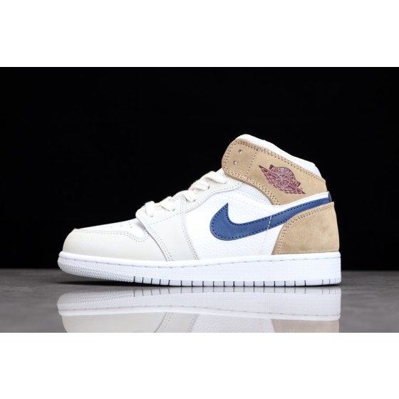 Air Jordan 1 Mid White Blue Brown