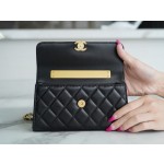 𝗖𝗛𝗔𝗡𝗘𝗟✦ Italy 🇮🇹 [Box] Original Open Department Lambskin 22B Enamel Buckle Kelly Large Black Gold