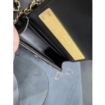 𝗖𝗛𝗔𝗡𝗘𝗟✦ Italy 🇮🇹 [Box] Original Open Department Lambskin 22B Enamel Buckle Kelly Small Black Gold