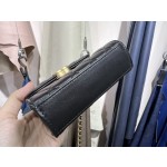 𝗖𝗛𝗔𝗡𝗘𝗟✦ Italy 🇮🇹 [Box] Original Open Department Lambskin 22B Enamel Buckle Kelly Small Black Gold