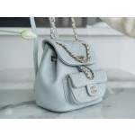 𝗖𝗛𝗔𝗘𝗡𝗟✦Italy 🇮🇹 original lambskin🐑 𝟮𝟮𝗔New 𝐃𝐮𝐦𝐚 shoulder bag sheepskin light blue➿