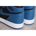 Air Jordan 1 zwart blauw zwart en blauwe teen c