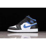 Air Jordan 1 Mid Zwart Wit Geel Thuis Blauw Haak