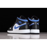 Air Jordan 1 Mid Zwart Wit Geel Thuis Blauw Haak