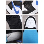Air Jordan 1 Mid Zwart Wit Geel Thuis Blauw Haak