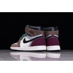 Air Jordan 1 High Top Colour Splicing Wit Bruin Zwart Purper Groen