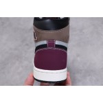 Air Jordan 1 High Top Colour Splicing Wit Bruin Zwart Purper Groen