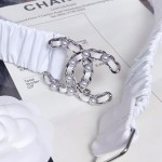 𝗖𝗛𝗔𝗡𝗘𝗟 Classic pearl lambskin elasticated waistband