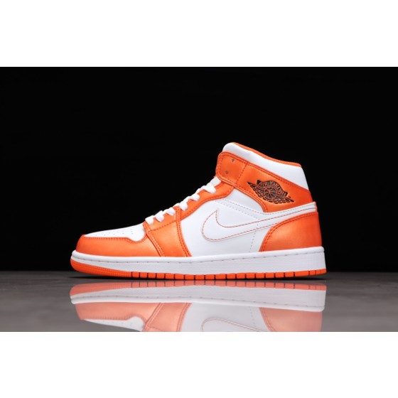 Air Jordan 1 White and Orange Small Buckle Shred Mid Top
