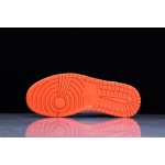 Air Jordan 1 White and Orange Small Buckle Shred Mid Top