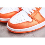 Air Jordan 1 White and Orange Small Buckle Shred Mid Top