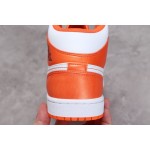 Air Jordan 1 White and Orange Small Buckle Shred Mid Top