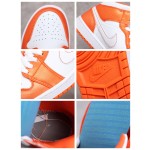 Air Jordan 1 White and Orange Small Buckle Shred Mid Top