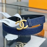 𝗖𝗛𝗔𝗡𝗘𝗟 Classic denim blue belt