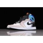 Air Jordan 1 blue and white patchwork high top